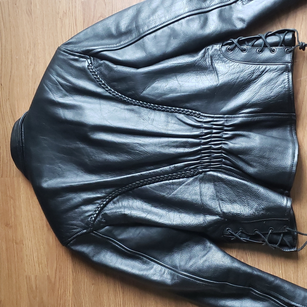 Hot Leathers🔥Genuine Leather Black Moto Jacket with Zip Out Lining Size Medium - Picture 7 of 16